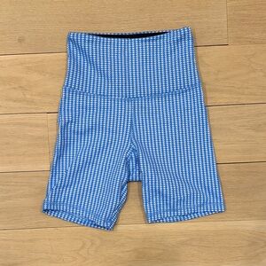 Strut This High-Waist Blue Houndstooth Workout Shorts, size S
